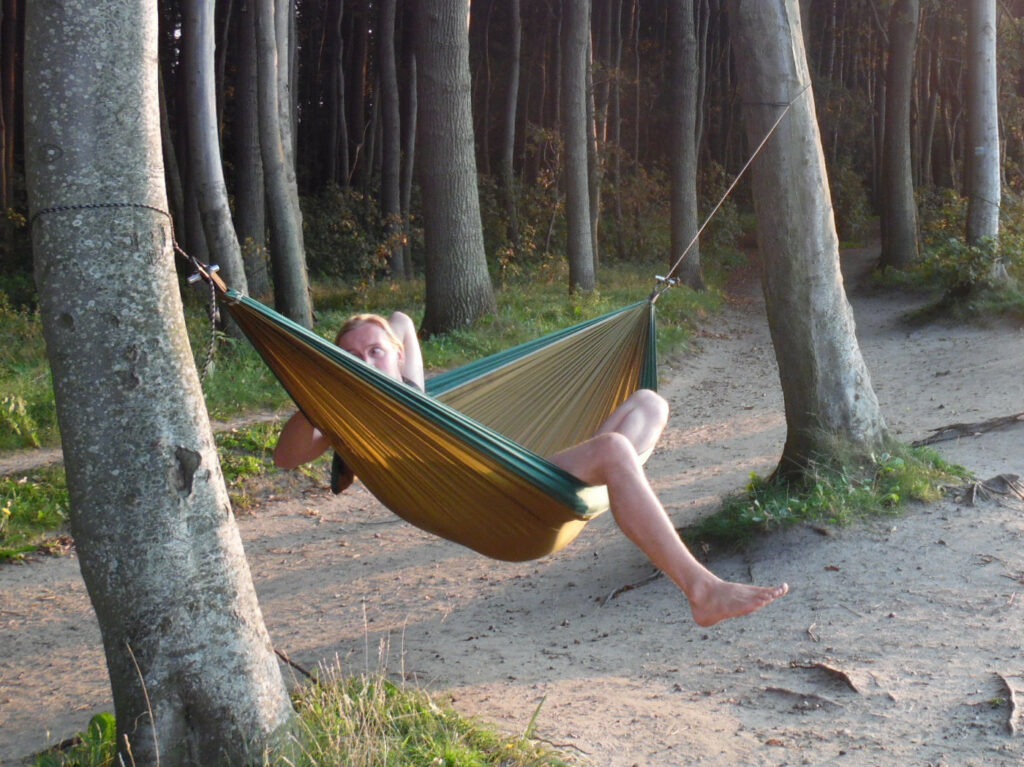 Review of the NatureFun hammock: as a 2-person hammock it offers plenty of space, even for taller people